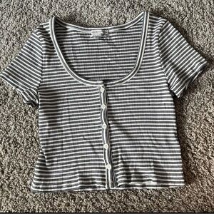Urban Outfitters Navy and White Striped Top